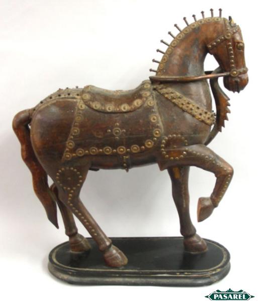 Pasarel - Large Antique Burmese Wooden Horse Figure, Early 19th Century.