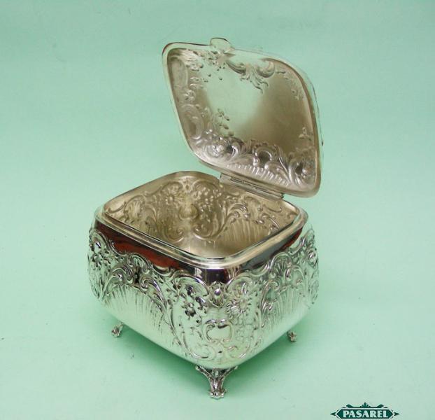 Pasarel - Hungarian Silver Plated Sugar / Jewelry Box, Szandrik, Ca 1900.