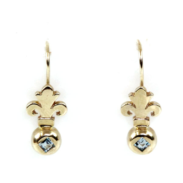Pasarel - Pair of New 14k White Gold & Blue Topaz Earrings