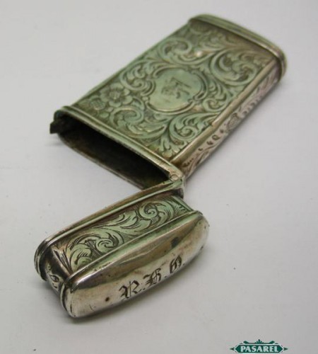 Pasarel - Continental Silver Vesta Case / Etui, Ca 1850.