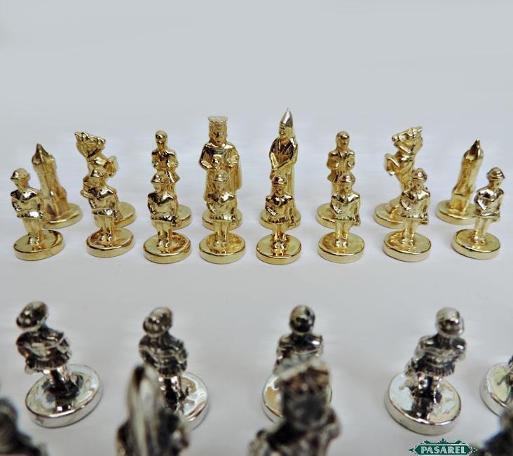 Pasarel - Solid Sterling Silver & Gilt Silver 32pcs Chessmen Chess Set