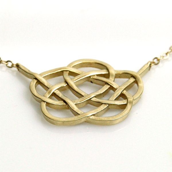 Pasarel - New 14k Yellow Gold Round Knot Pendant On Chain Necklace.